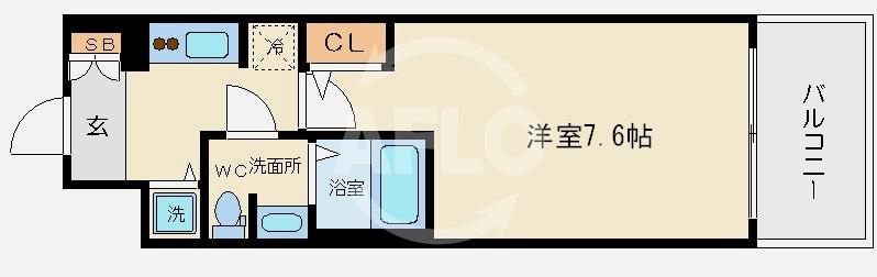 エスライズ東心斎橋の間取り|1Ｋ