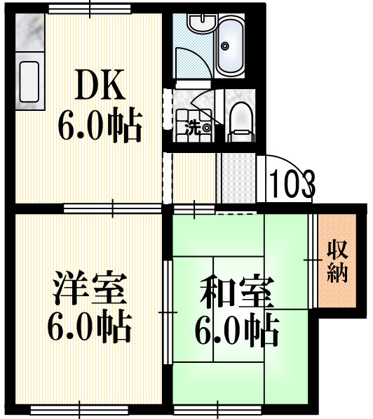オークハウスA・B棟の間取り|★2DK★