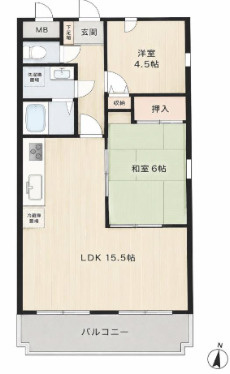 芦屋市南宮町の賃貸マンションの間取り