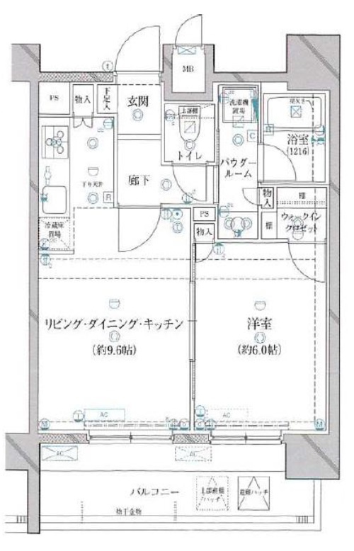ARTESSIMO LEGAアルテシモレガの間取り|間取り　ウォークインクローゼット付きの1LDK　
LDK9.6帖に寝室もしっかり洋室6帖あります。！