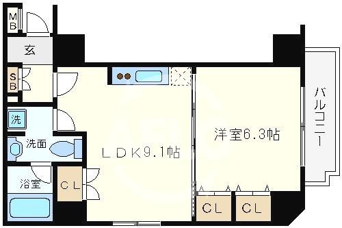 南堀江アパートメントグランデの間取り|南堀江アパートメントグランデ　間取り