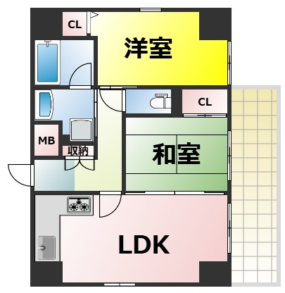 【間取り】 | K1大国町 仲介手数料無料