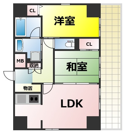 【間取り】 | K1大国町 仲介手数料無料