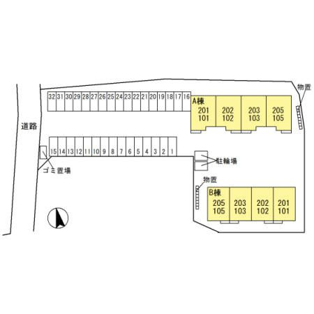 サンシャイン上冨居Ⅱ　Bの区画図