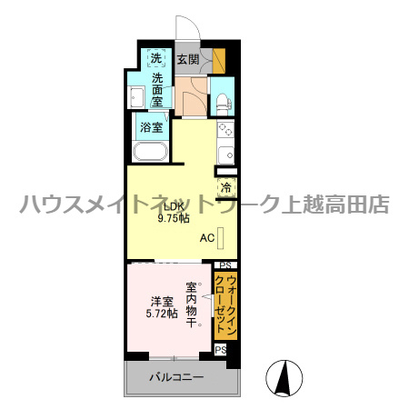 エスペランサの間取り|間取図（エスペランサ 203）1LDK