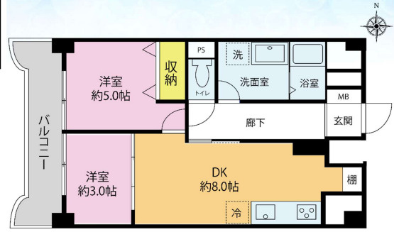 『八王子市マンション』チサンマンション八王子【仲介手数料無料】　八王子市明神町4-9-1の間取り|～仲介手数料無料☆八王子ひなた不動産～チサンマンション八王子