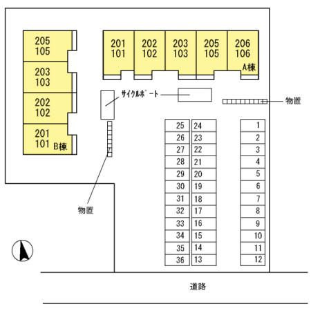 D-room西荒屋　B棟の区画図