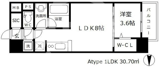アーバネックス中崎町の間取り|アーバネックス中崎町　開放感のある間取り