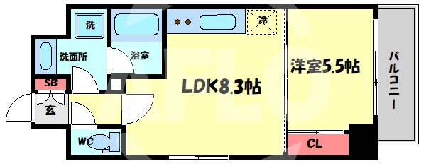グリッドコート天神橋の間取り|グリッドコート天神橋　開放感ある間取り