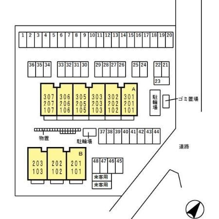 リビングタウン堀川町　A棟の区画図