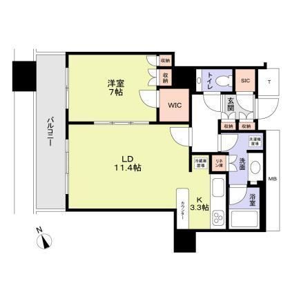 Ｔｈｅ　Ｋｉｔａｈａｍａ　２９０４号室の間取り