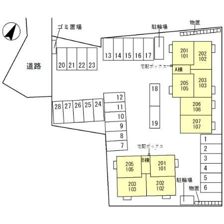 シェレトワレ上冨居　Ｂ棟の区画図