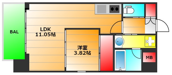プレジオ難波の間取り|現状有姿　偶数階,H,Jタイプ:ブラウン基調　奇数階,I,Jr,Kタイプ:ホワイト基調