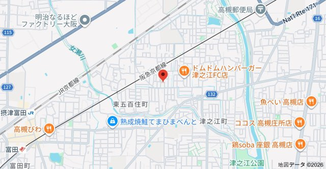 高槻市津之江町ガレージハウスの地図