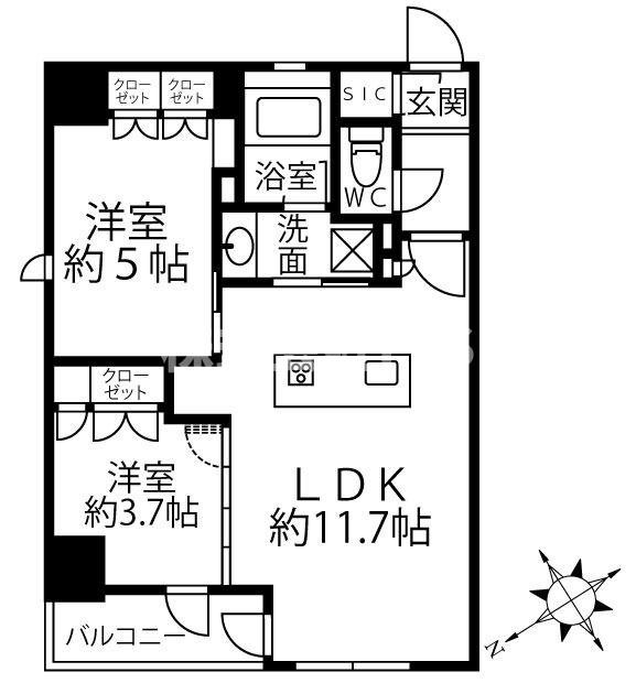 中央区新富２丁目の賃貸マンションの間取り