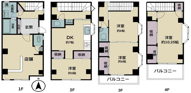 中加賀屋３丁目店舗戸建の間取り