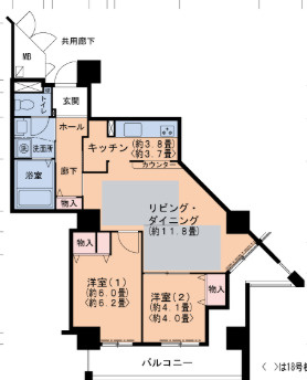 ＨＡＴ神戸・脇の浜　2号棟の間取り