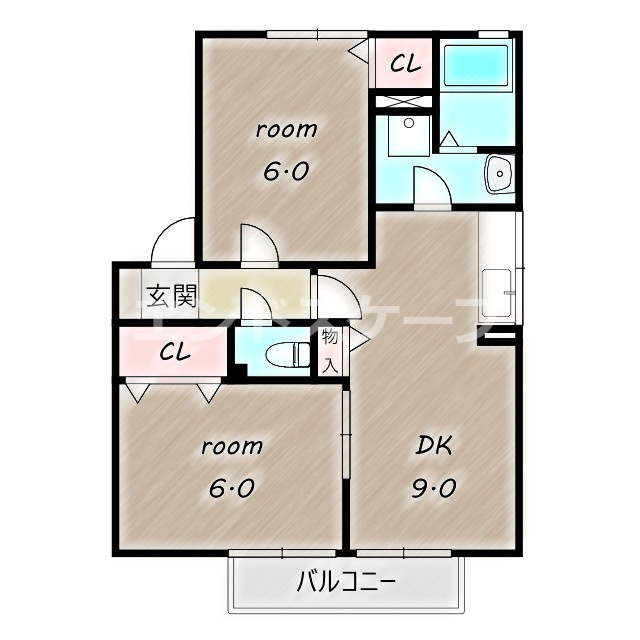 エピナール　Ｂの間取り|高崎、前橋のお部屋探しはエンドスケープまで！お客様の理想お聞かせ下さい♪