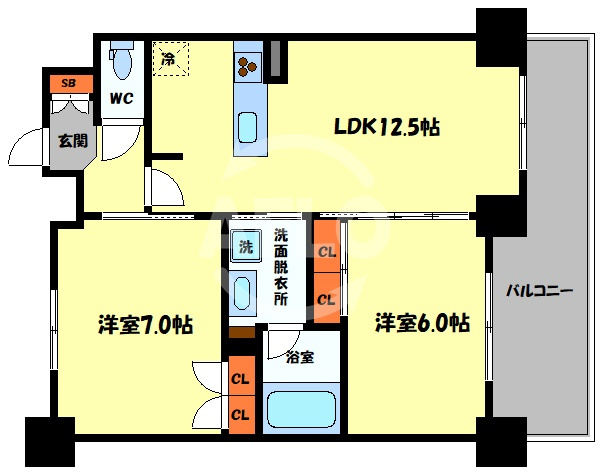 エステムプラザ心斎橋EAST Ⅳブランディアの間取り|エステムプラザ心斎橋EAST IVブランディア　間取り