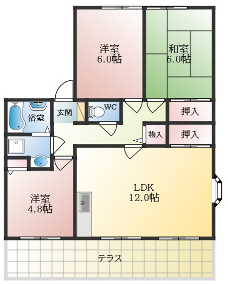 【間取り】 | クレスト羽曳野Ⅱ　B棟