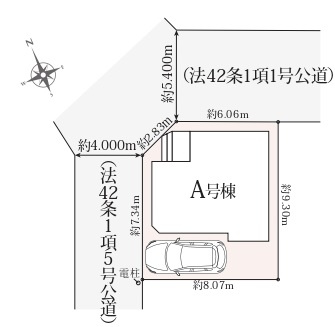 新築一戸建て　川越市大仙波の区画図|カースペース１台分(車種によります)