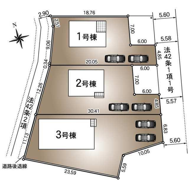 新築戸建て・仲介手数料無料）愛西市下東川町　第１　2号棟の区画図