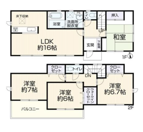 八王子市　上壱分方町　中古戸建ての間取り|～全室南向き4LDK　日ああり良好、LDKから和室が独立している間取りです～