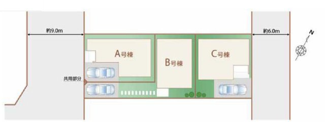 新築一戸建て　狭山市祇園の区画図|カースペース1台分(車種によります)