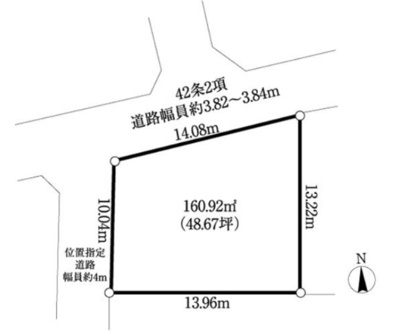【区画図】 | 【仲介手数料４２０万円が４０％ＯＦＦで２５０万円！】■ウルトラマン商店街のサミットまで１５０米 | ■角地で、南側には神社の木々を望みます
■北道路なので建物の高さが少し高く建築可能です
■祖師ヶ谷大蔵駅13分ですが、おすすめの場所です
■ウルトラマン商店街のサミット、マクドナルドまで約１５０米