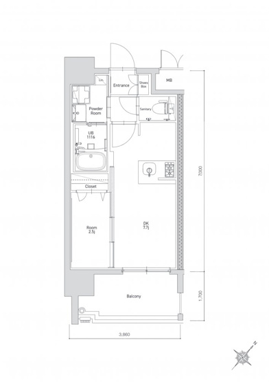 【間取り】 | 新品家具付きマンション博多駅南6B(KaGood福岡)
