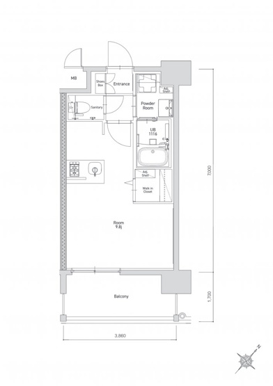 【間取り】 | 新品家具付きマンション博多駅南6B(KaGood福岡)