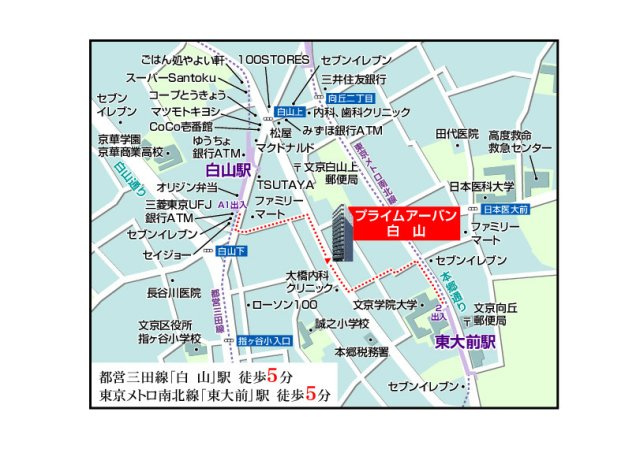 プライムアーバン白山の地図