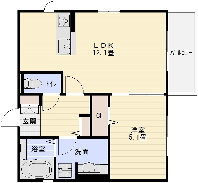 Re Court Luna Ａ棟（リコートルナ）の間取り