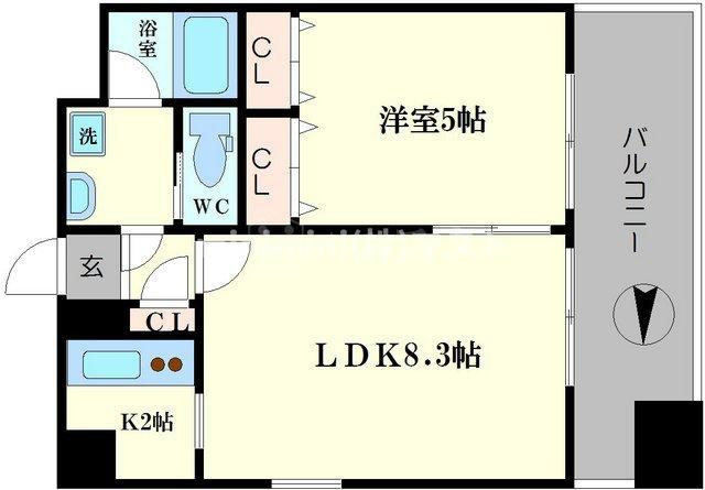 コスモリード谷町六丁目（旧ドゥーエ谷町）の間取り
