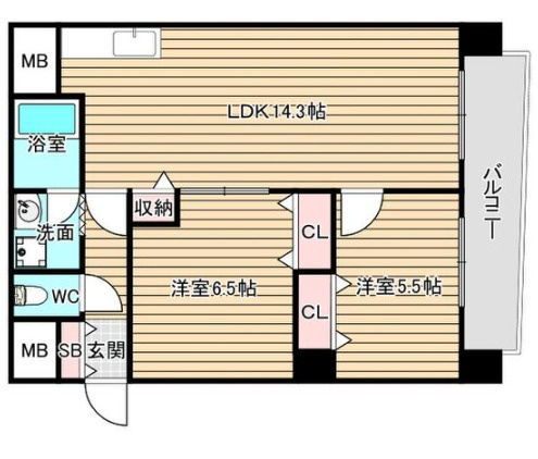 阪神ハイグレードマンション3番館　鷺洲小学校区の間取り