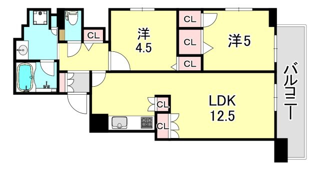 プレサンスタワー北浜の間取り