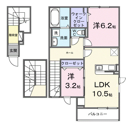 【間取り】 | シャン　ド　フルール | 間取図