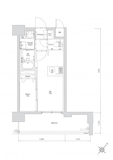 【間取り】 | 新品家具付きマンション博多駅南6B(KaGood福岡)