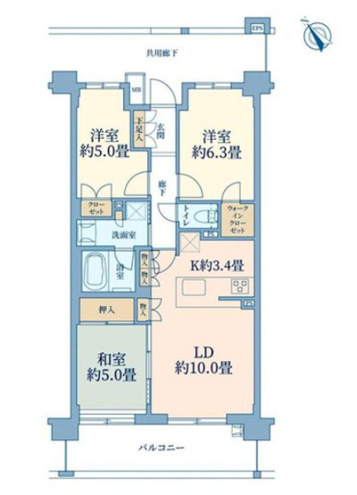 【間取り】 | レーベン川口元郷タワー&レジデンス | 南西３LDK、収納豊富