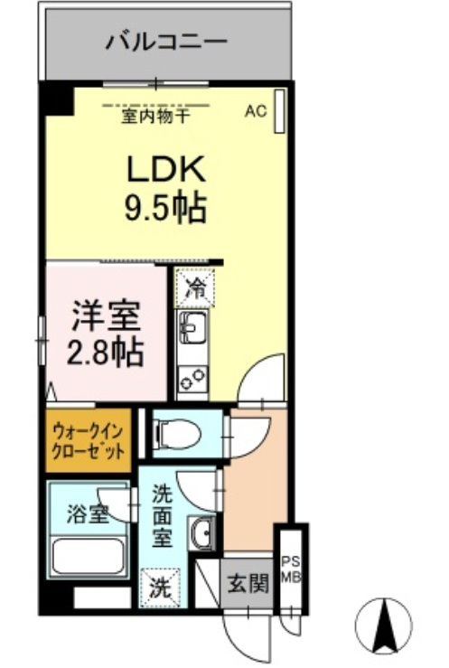 (仮)博多駅南1丁目マンションの間取り|使いやすい間取りです。