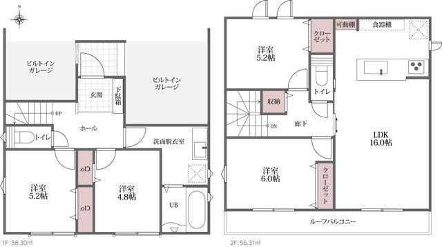 新築戸建て・仲介手数料無料）岩倉市東町０１期　1号棟の間取り|間取り図