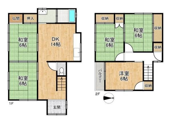 葛城市北花内　一戸建の間取り
