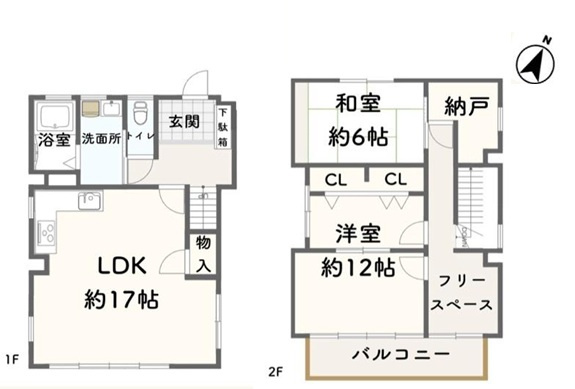近隣買い物施設充実　東野町　中古戸建の間取り