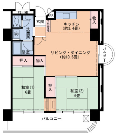 UR武庫川 2号棟の間取り