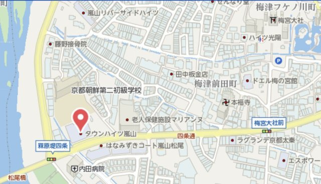 タウンハイツ嵐山　4階の地図
