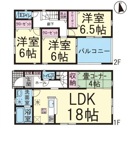 全４棟　駐車並列３台　大久保町江井島第3　4号棟　新築戸建の間取り