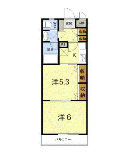 【間取り】 | クレシア東戸塚 | 設備充実の２Ｋのお部屋です！