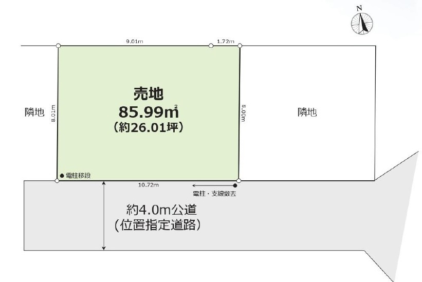 土地　川越市仙波町３丁目の区画図|約２６坪の敷地です