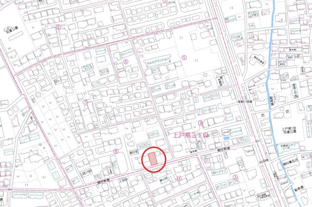 宇都宮市上戸祭３丁目　土地の地図