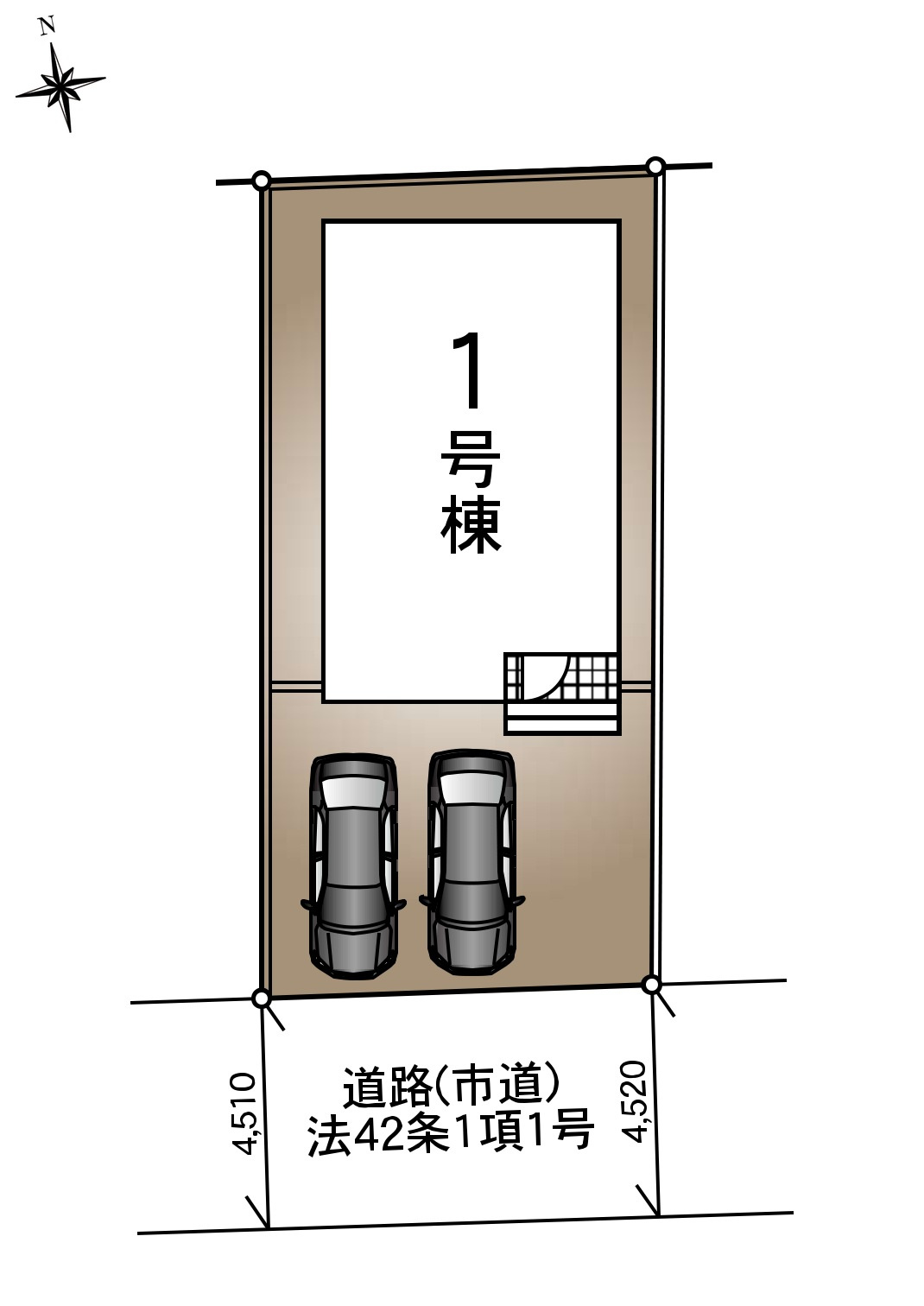 古賀市花見東1丁目第12-1棟（1号棟）の区画図|配置図（1号棟）